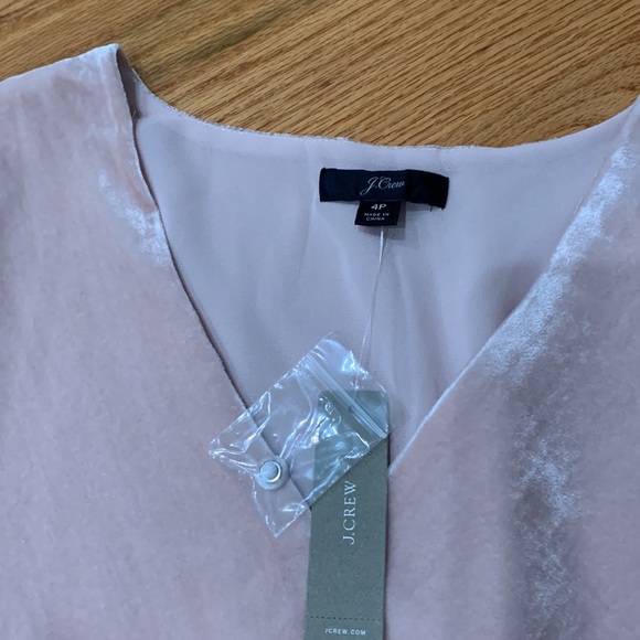J Crew 4P pink velvet peplum top - Picture 2 of 4